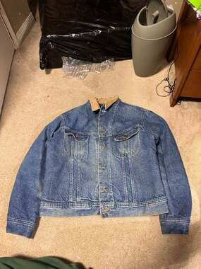 Vintage 80s Mustang Stormrider Blanket Lined Denim Jacket with Corduroy Collar